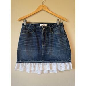 Hollister denim skirt with lace hem
